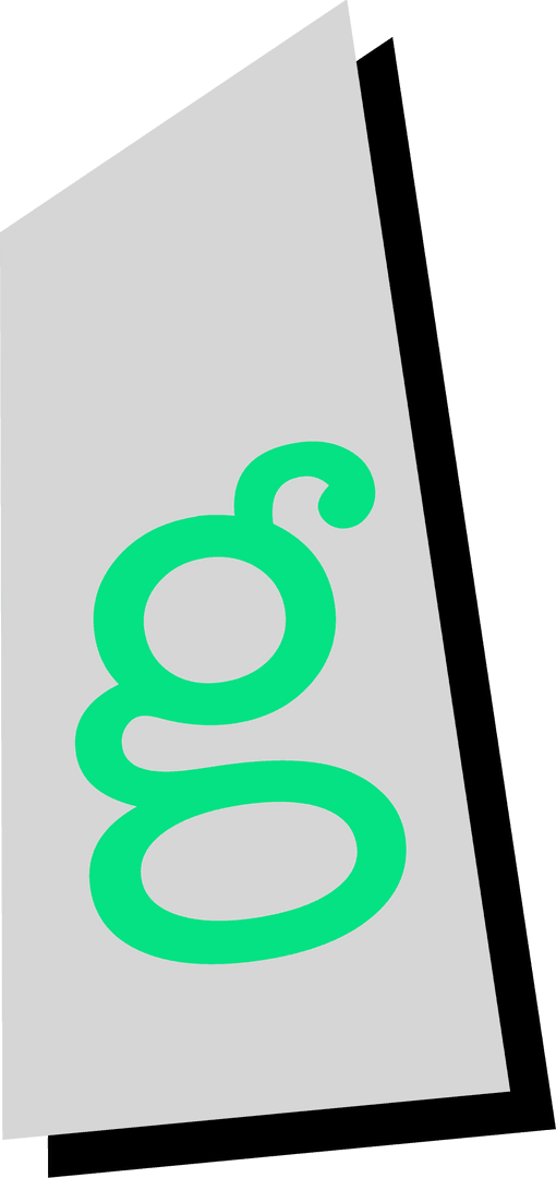 Flat Neon Green G on Tilted Transparent Geometric Design