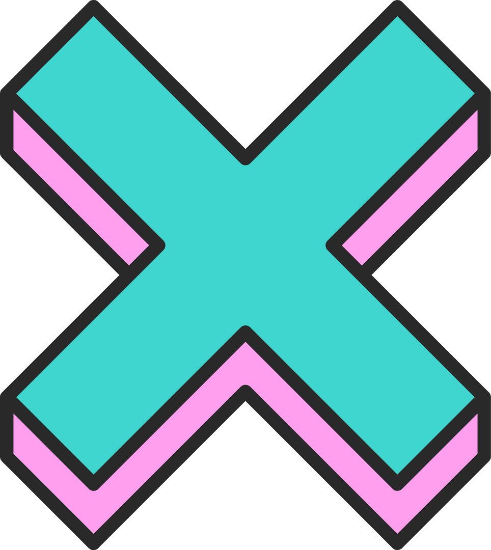 3D X Shape Isometric View Transparent Background