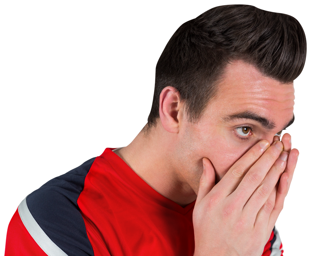 Nervous Male Football Fan in Red Jersey with Transparent Background - Download Free Stock Images Pikwizard.com