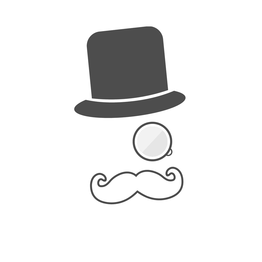 Transparent Digital Illustration of Hat, Monocle and Moustache