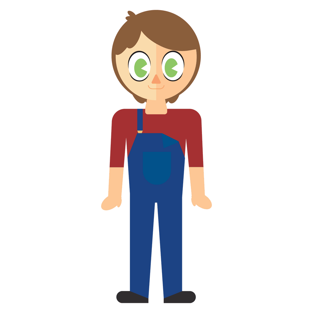 Cartoon Character in Blue Uniform on Transparent Background