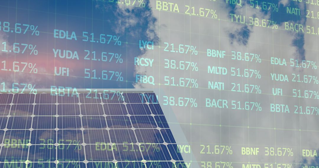 Digital Overlay of Financial Data Featuring Solar Energy Concept - Free Images, Stock Photos and Pictures on Pikwizard.com