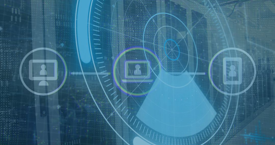 Digital Interface with Icons and Scanning Technology in Server Room