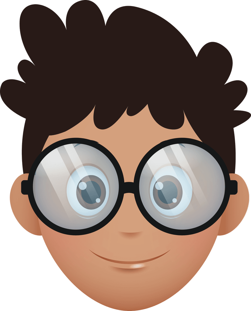 Happy Boy with Glasses on Transparent Background