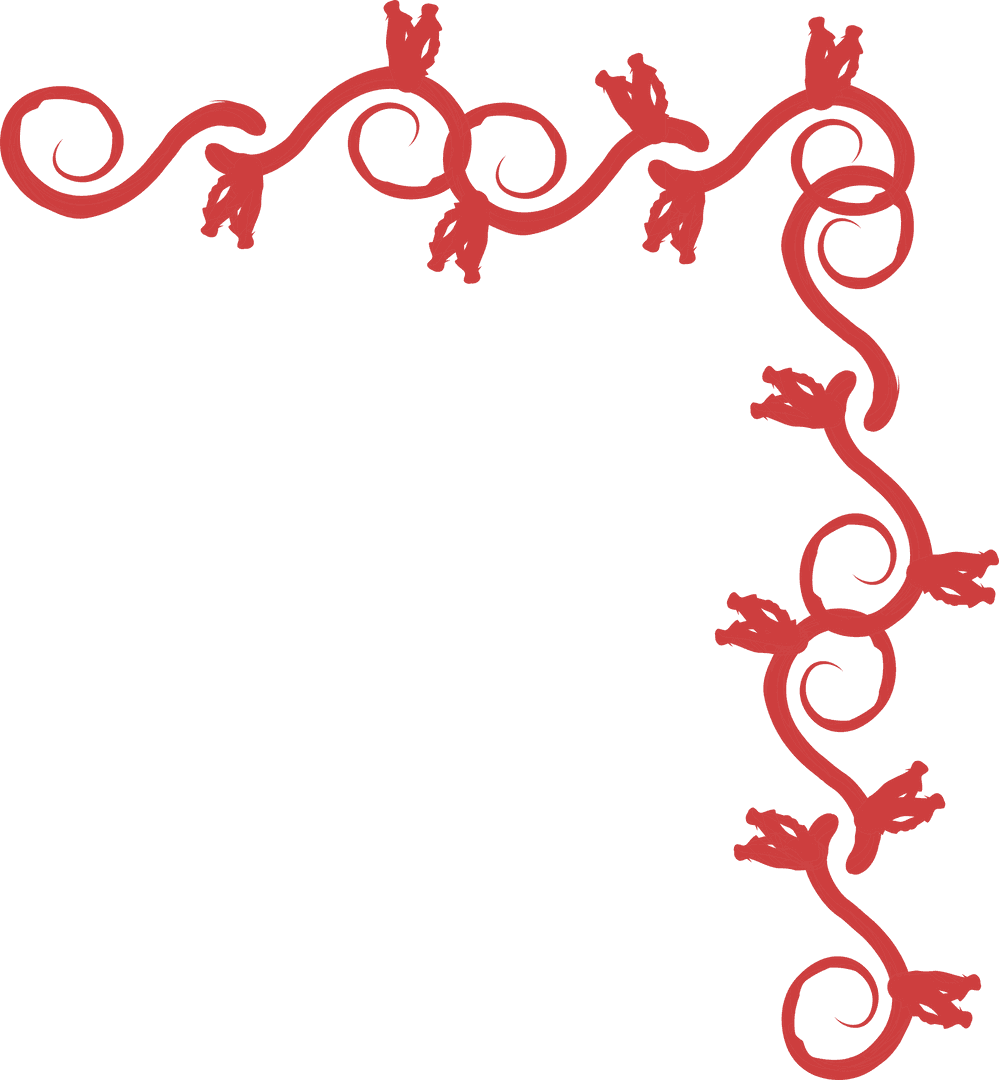 Ornate Red Shapes Border Design on Transparent Background
