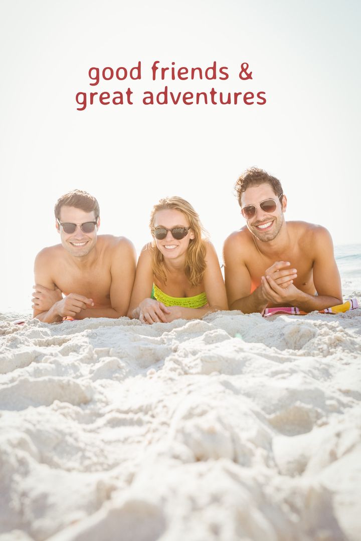 Group of Friends Relaxing Together on Sunny Beach