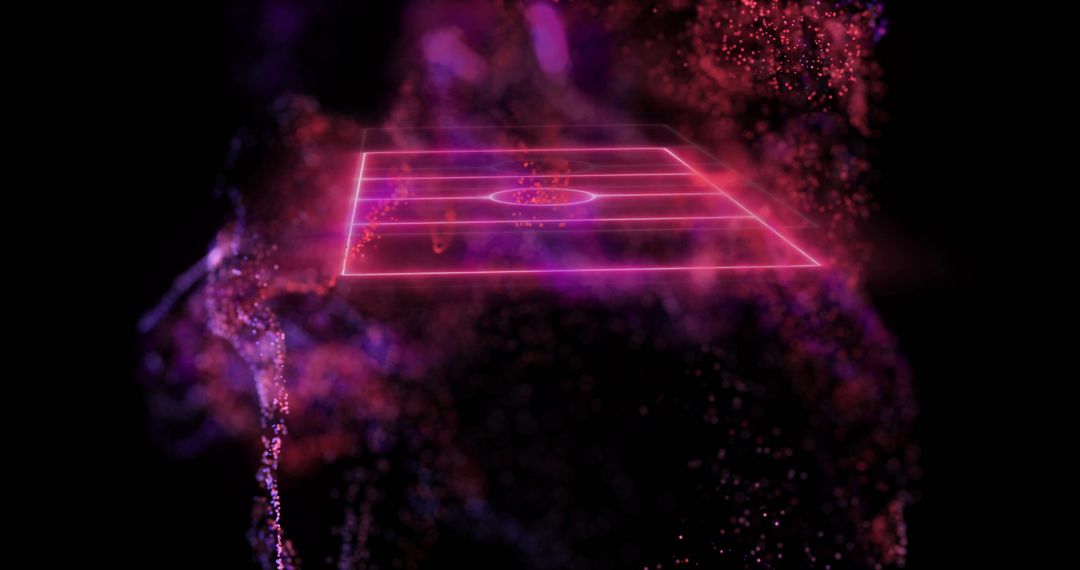 Neon Sports Field with Glowing Network Connections