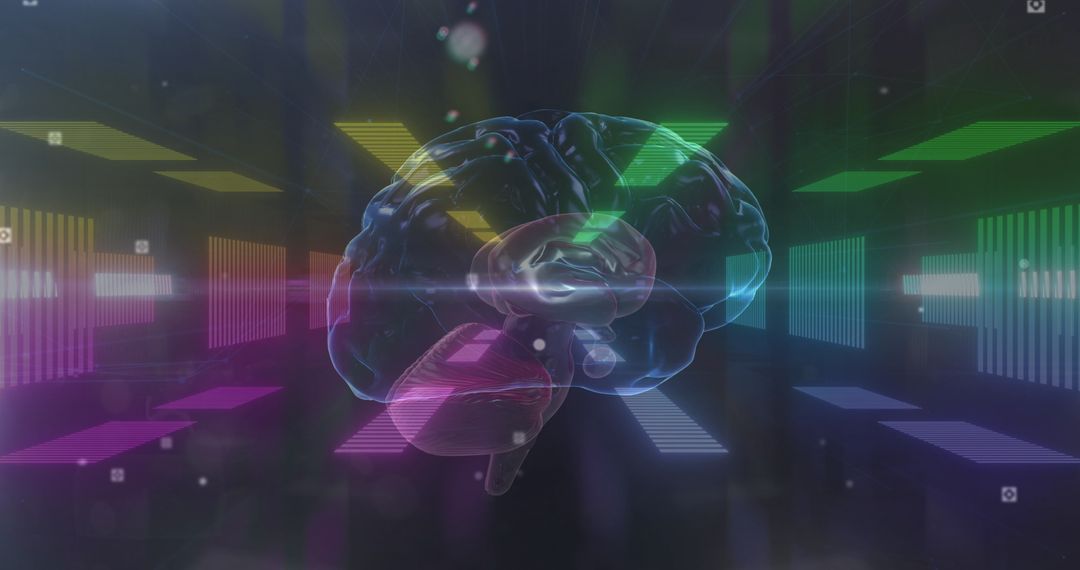 Futuristic Neural Network with Glowing Digital Brain