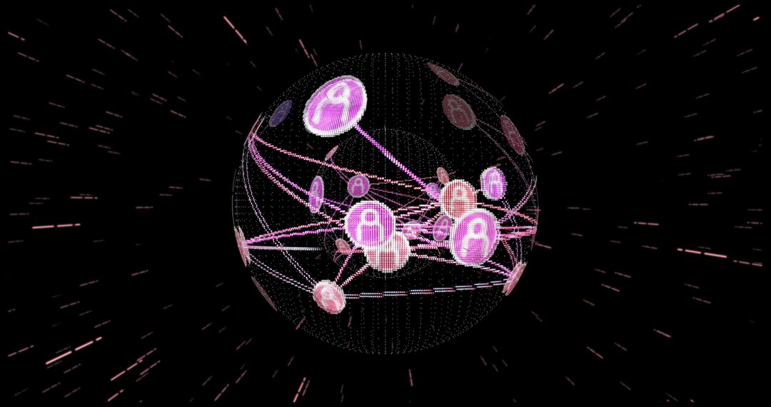 Futuristic Digital Network With Glowing Nodes on Texture Globe