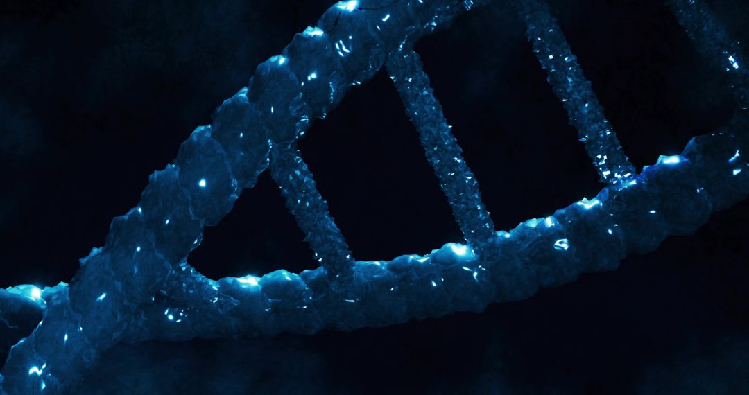 Biotech Innovation: Glowing Blue DNA Double Helix Molecular Simulation