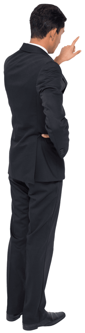 Transparent Asian Businessman Pointing Forward in Suit