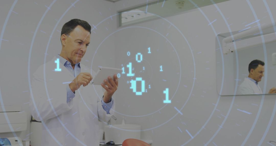 Dentist Using Tablet with Digital Interface Display