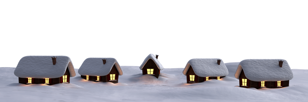 Winter Houses with Snow Covered Roofs on Transparent Background - Download Free Stock Images Pikwizard.com