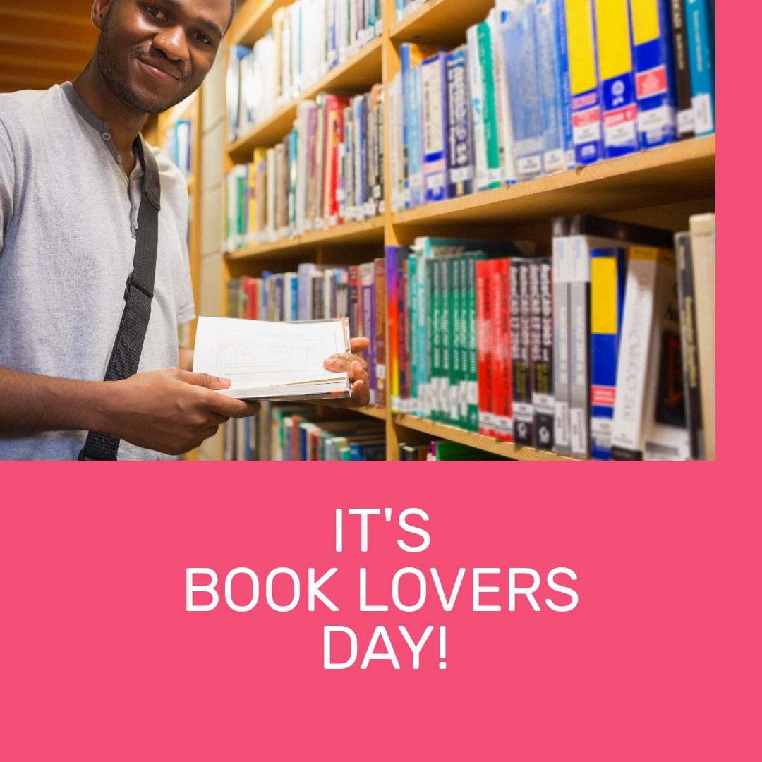 Composite of portrait of african american young man with book in library and it's book lovers day - Download Free Stock Templates Pikwizard.com