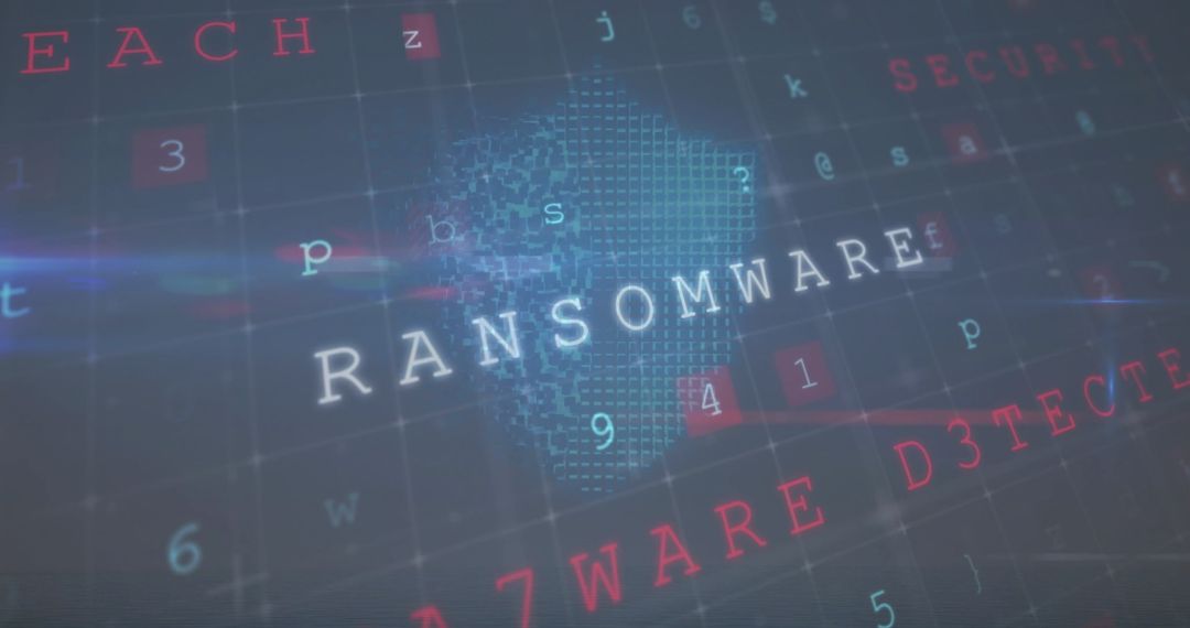 Ransomware Alert with Digital Network Overlay