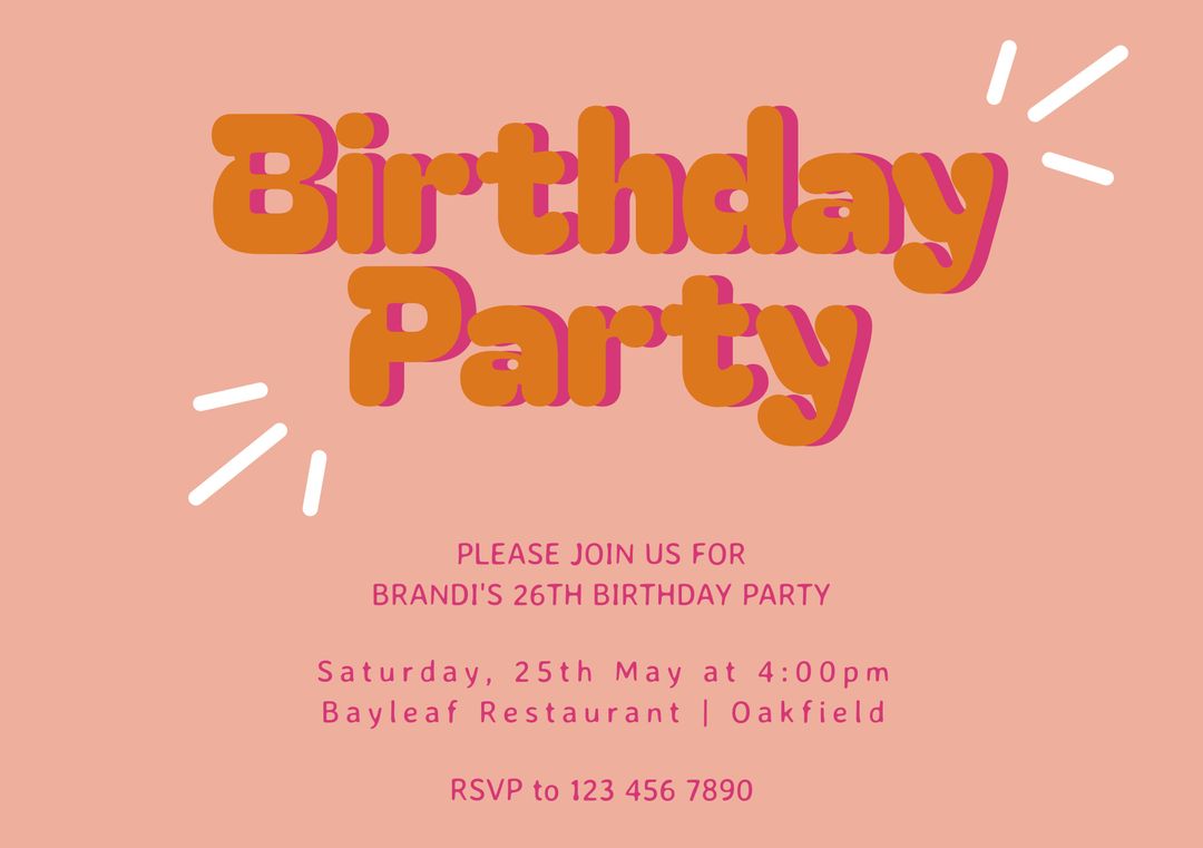 Vibrant Birthday Party Invitation with Retro Typography - Download Free Stock Templates Pikwizard.com