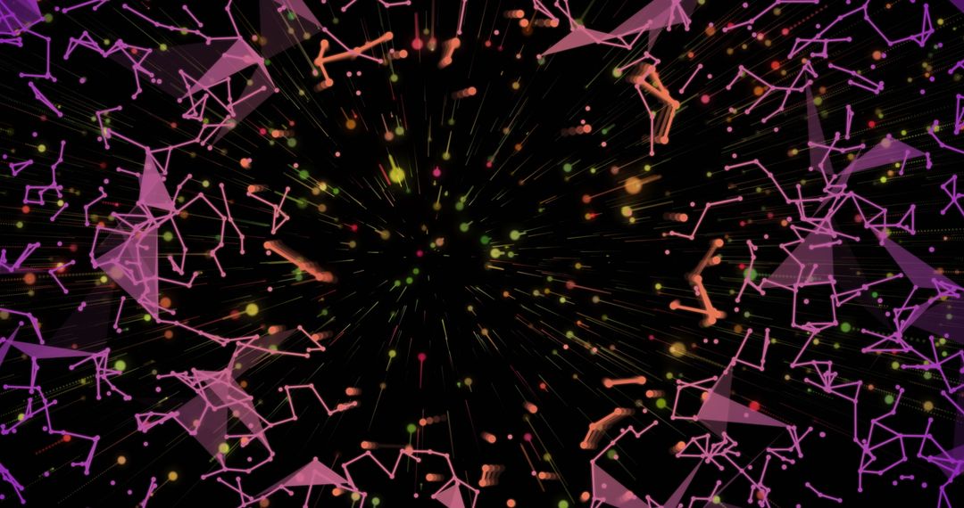 Abstract Digital Grid and Light Spots on Black Background