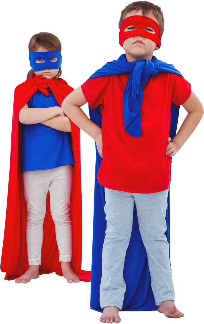 Transparent Background of Kids Pretending to be Superheroes