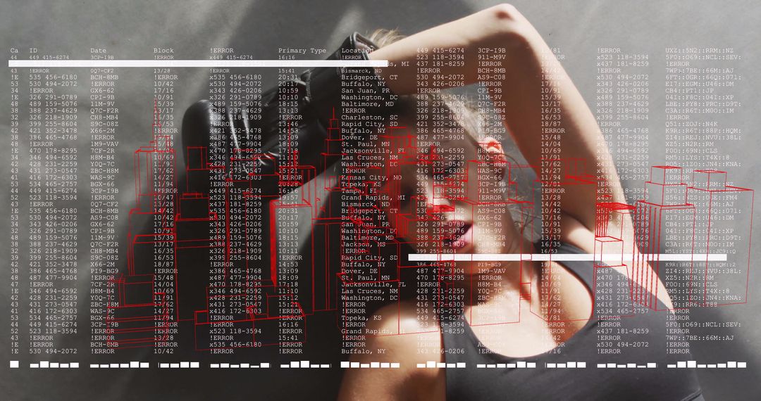 Athletic Woman Exercising with Futuristic Data Visualization Overlay
