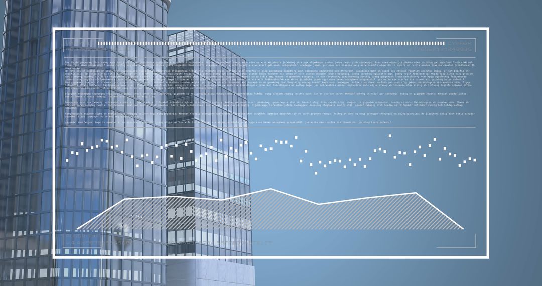 Digital Interface with Data Visualization Over Modern Buildings
