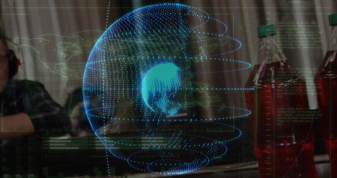 Futuristic Holographic Globe with Data Interface