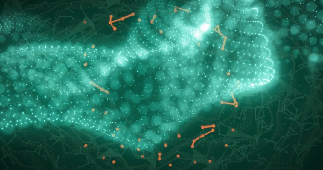 Abstract Digital Network with Glowing Green Waves