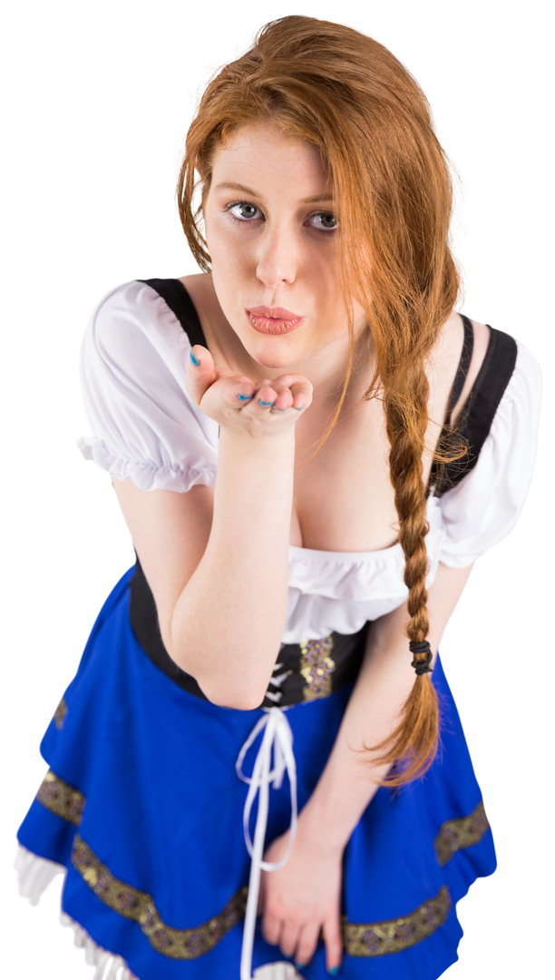 Transparent Oktoberfest Girl Blowing Kiss with Dirndl Dress - Download Free Stock Images Pikwizard.com