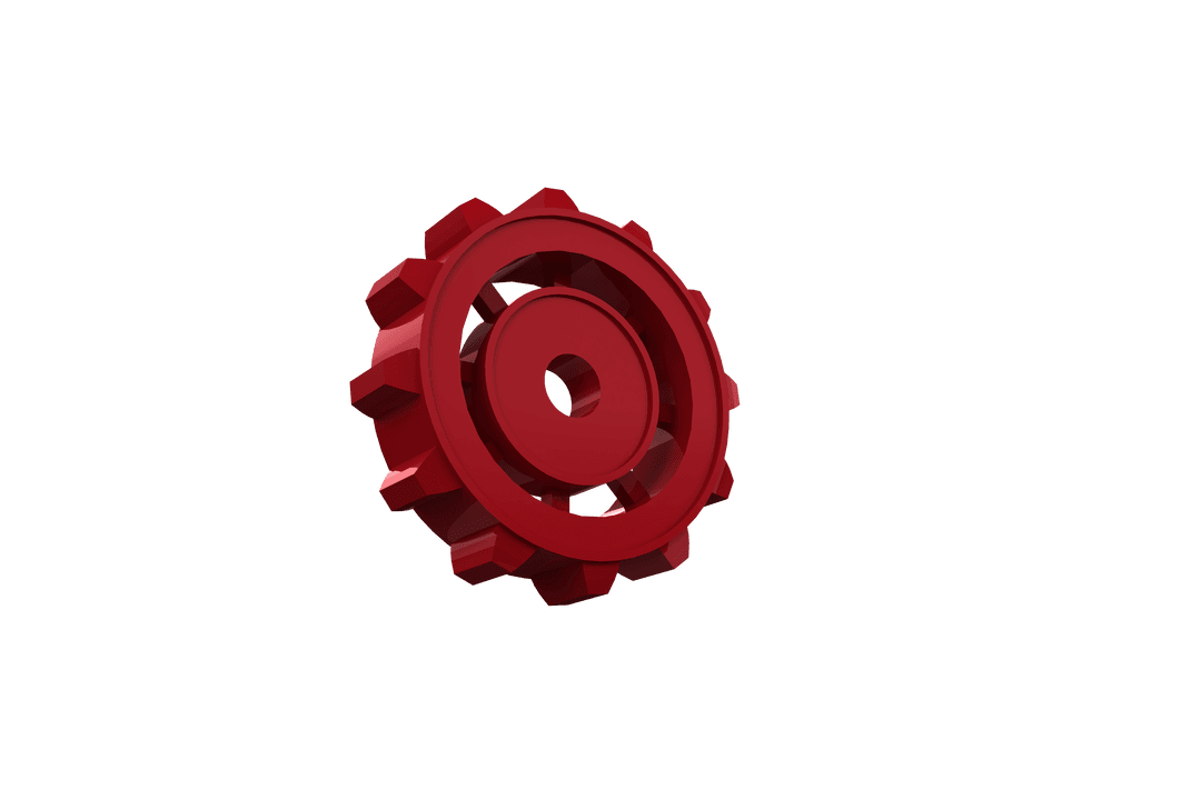 Transparent Red Gear Icon Symbolizing Mechanical Engineering