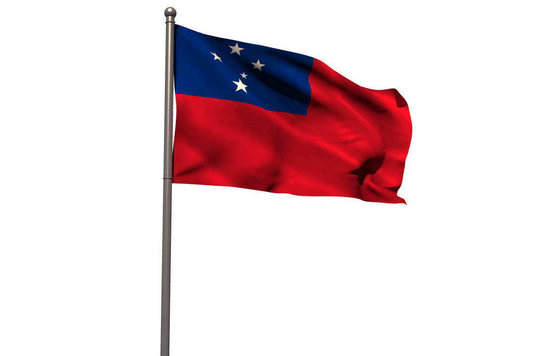 Samoan National Flag Waving on Transparent Background