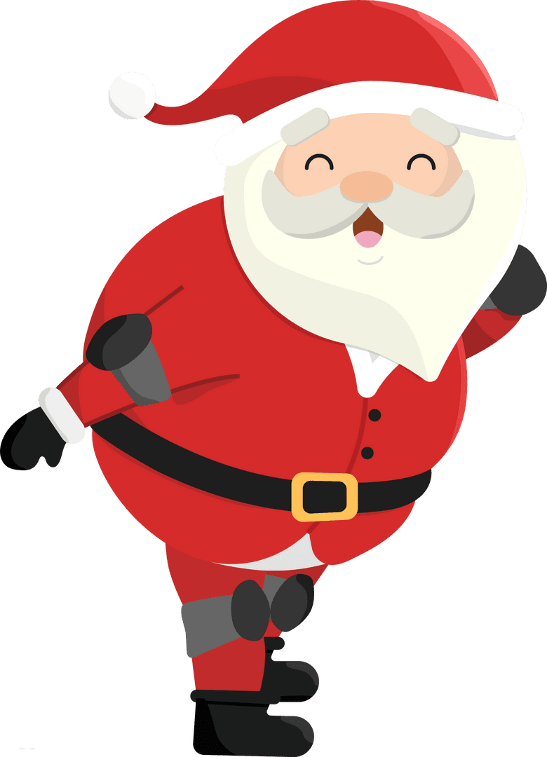 Jolly Santa Claus Dancing in Red Suit on Transparent Background