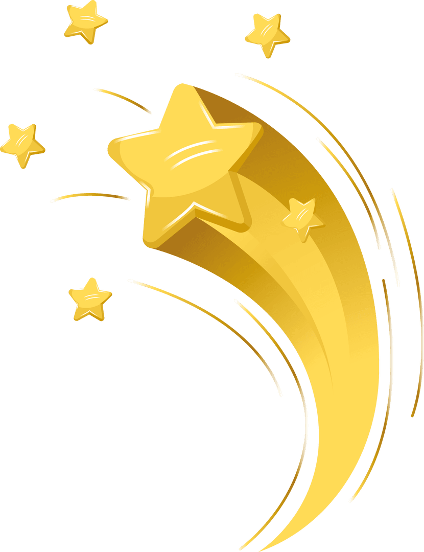 Shining Gold Stars Abstract Motif on Transparent Background