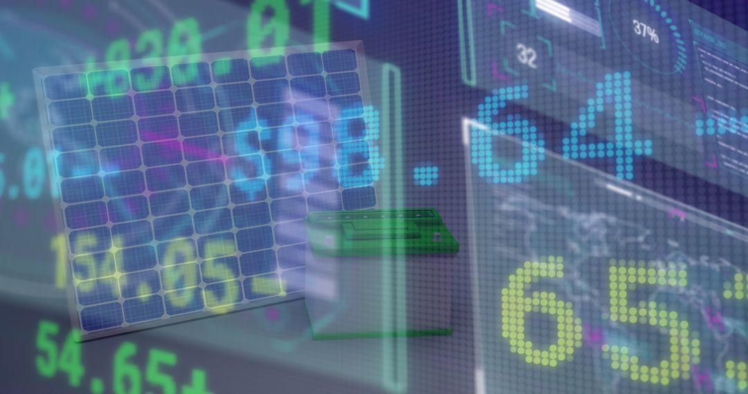 Futuristic Solar Panel and Energy Storage System with Digital Data