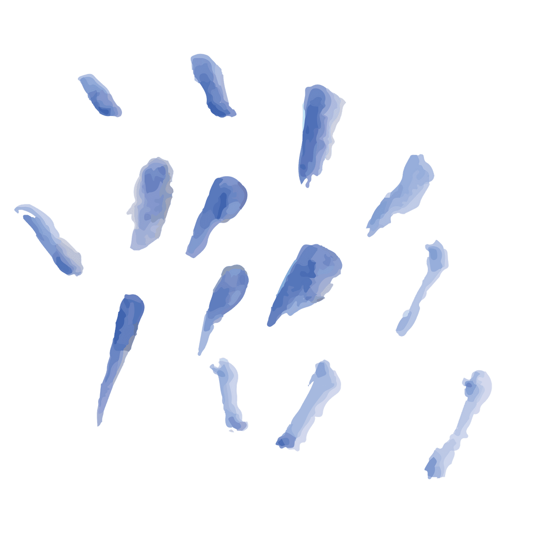 Abstract Blue Brushstrokes Pattern on Transparent Background