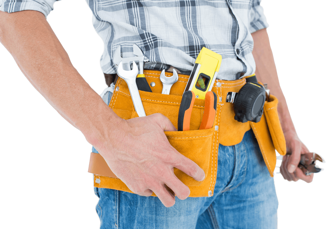 Transparent View of Technician with Tool Belt and Hand Tools