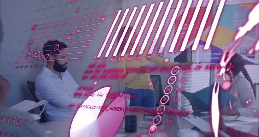 Financial Data Projection Over Professional Team in Office Meeting