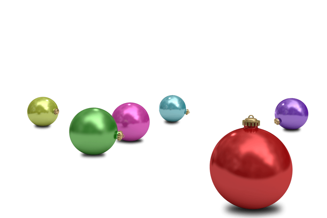 Vibrant Christmas Balls on Transparent Background
