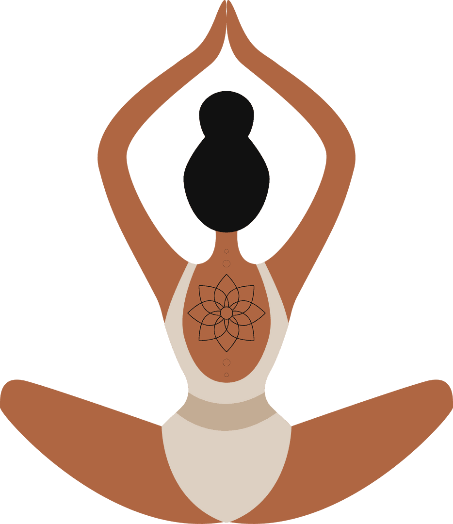 Transparent Flat Style Yoga Pose with Geometric Tattoo