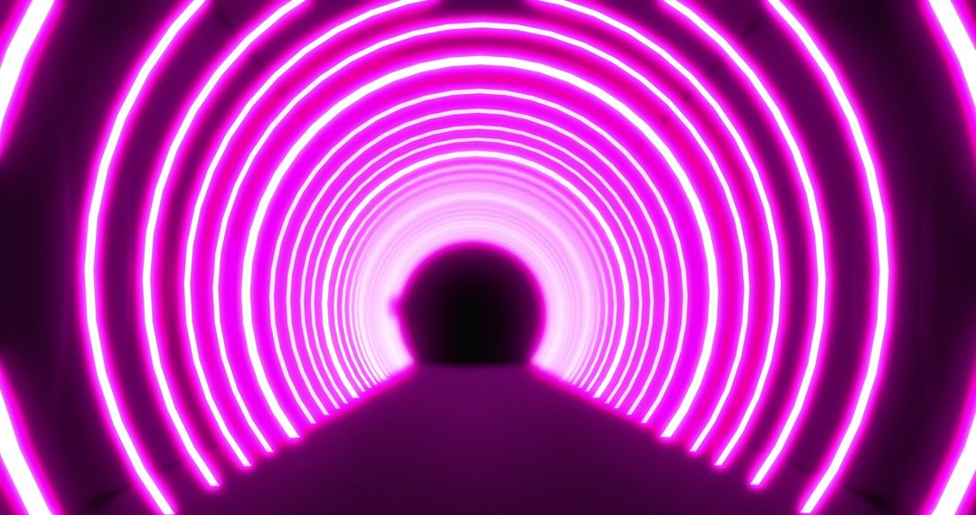 Dynamic Neon Tunnel with Pulsating Pink Arcs