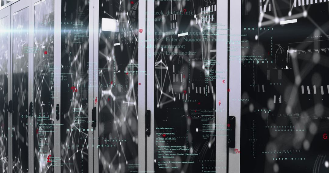 Digital Network Data Visualization in Server Room