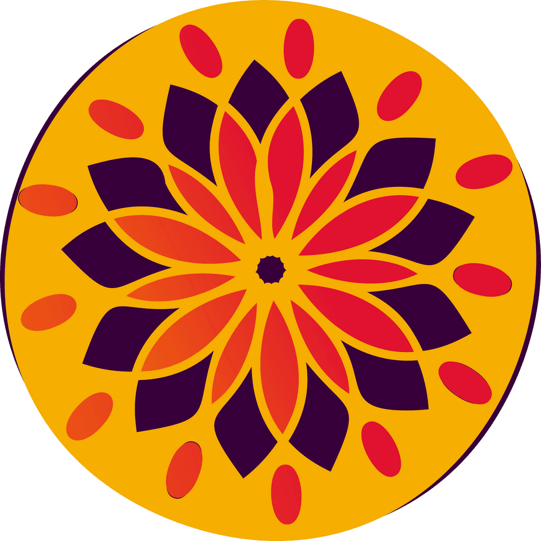 Mandala Graphic Vibrant Orange Red Abstract on Transparent