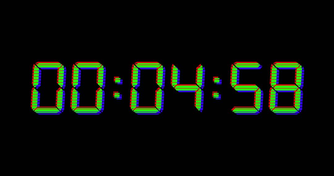 Colorful Digital Countdown Timer on Black Background