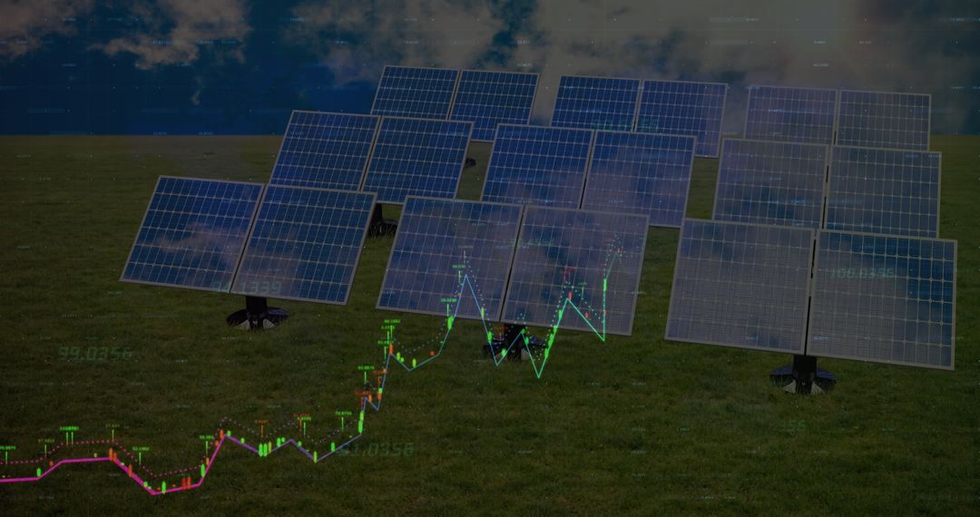 Futuristic Solar Panels Innovative Technology and Data Connectivity