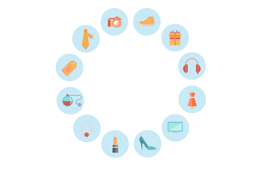 Shopping Icons Circle on Transparent Background with Copy Space - Download Free Stock Images Pikwizard.com