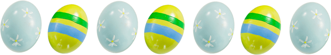 Transparent Patterned Easter Eggs Collection on White Background