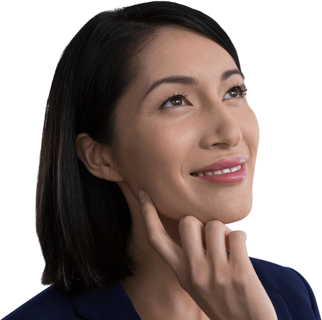 Thoughtful Businesswoman with Transparent Background