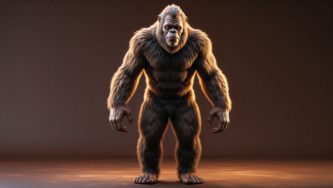 Dramatic Ape-like Creature in Warm Studio Lighting