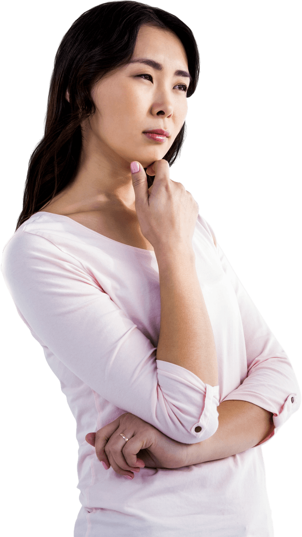 Pensive Woman Striking Transparent Background Representation