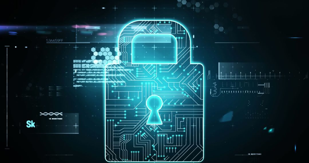 Futuristic Digital Lock Representing Cybersecurity