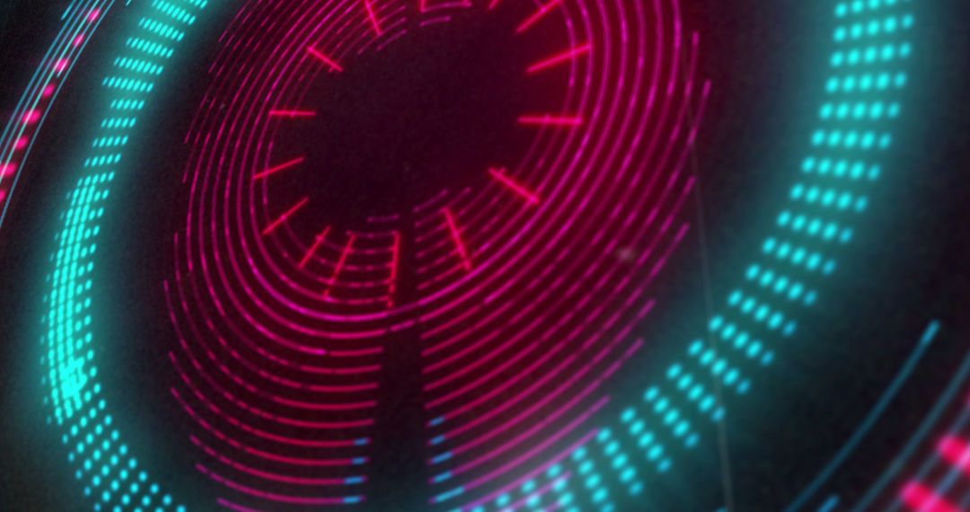 Vibrant Neon Circular Light Display on Black Background