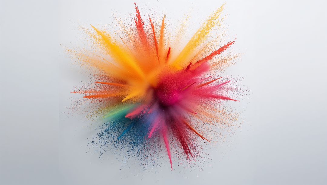 Dynamic Multicolored Powder Burst in Motion